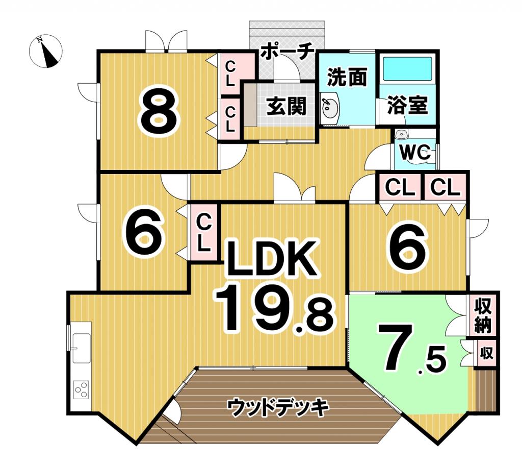 ※商談中※【価格改定】西１３条南４丁目　４LDK　平屋中古戸建  間取り