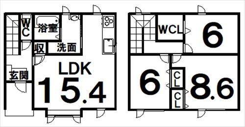 花園二戸借家 間取図