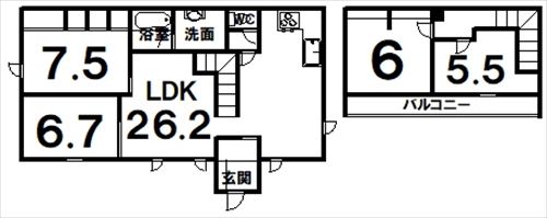 木野大通東19リースハウス 間取図